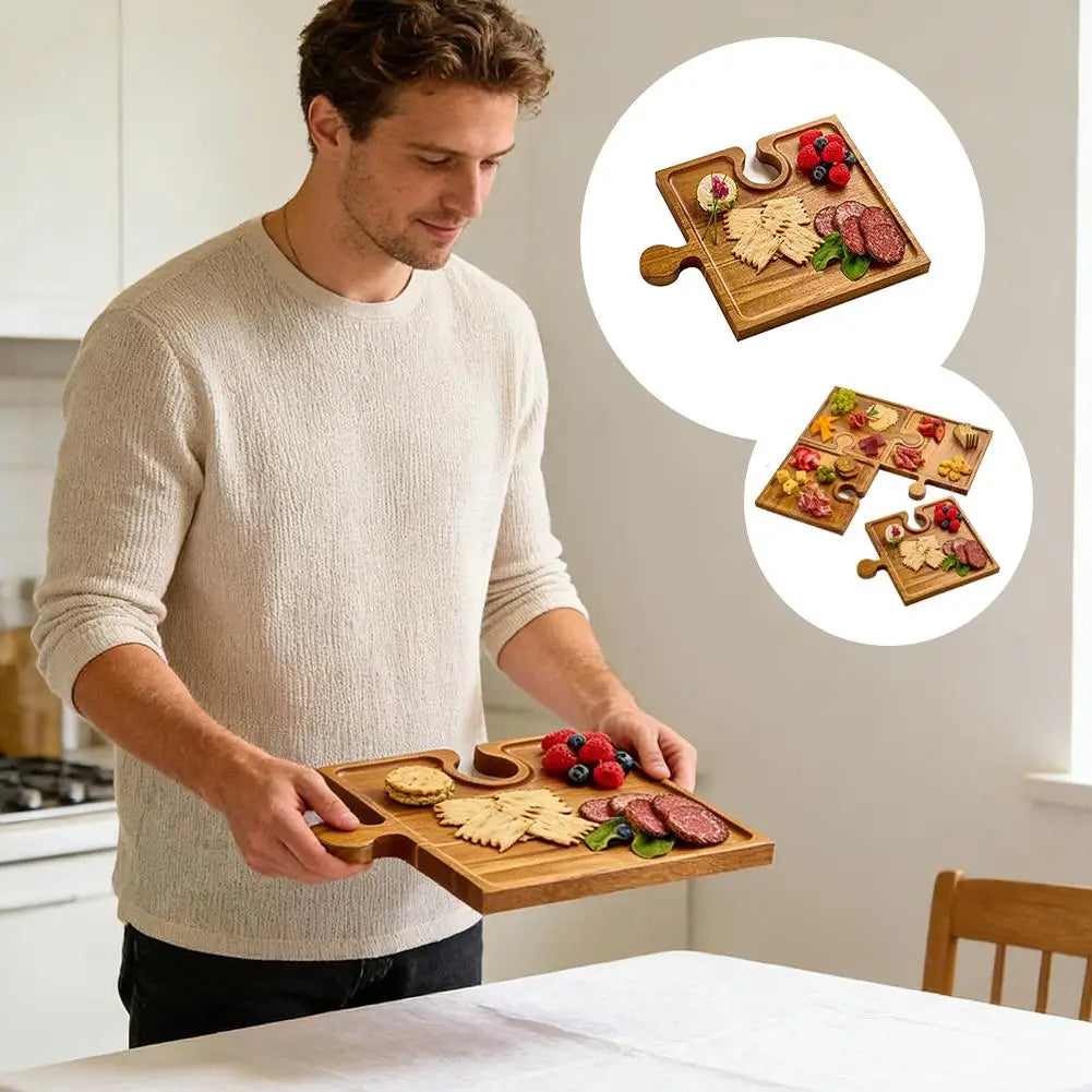 Plateau Bois Puzzle 4 Pièces Buffet Réception