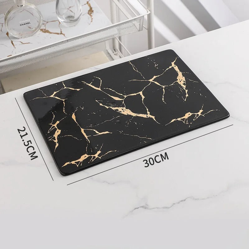 Plateau en marbre noir 30cm