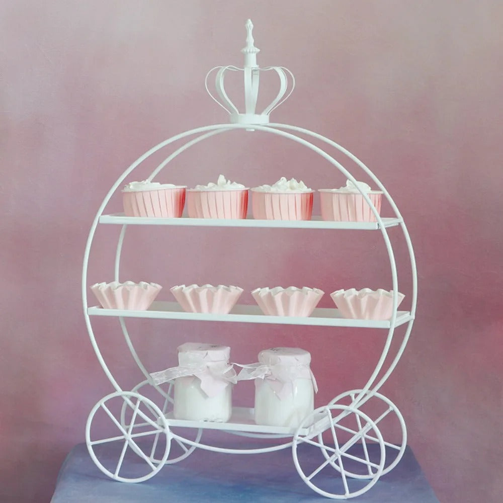 Présentoir cupcake carrosse blanc