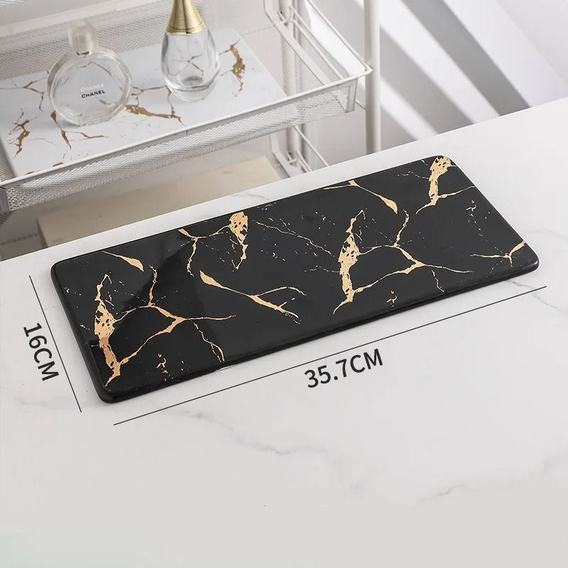 Plateau en marbre noir 35cm