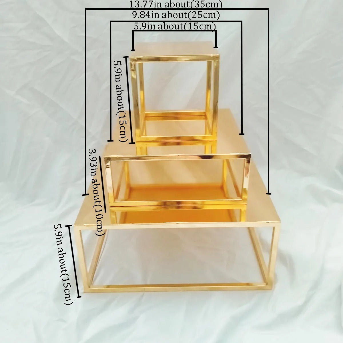 Présentoir gâteau pièce montée doré carré