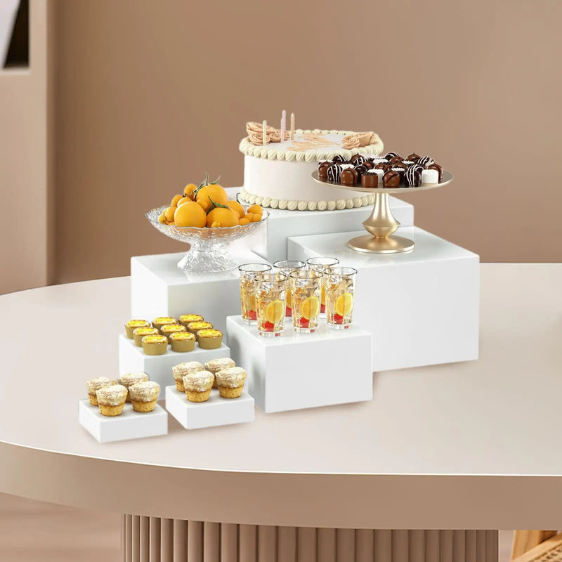 Présentoir Buffet Cubes Blancs Acryliques