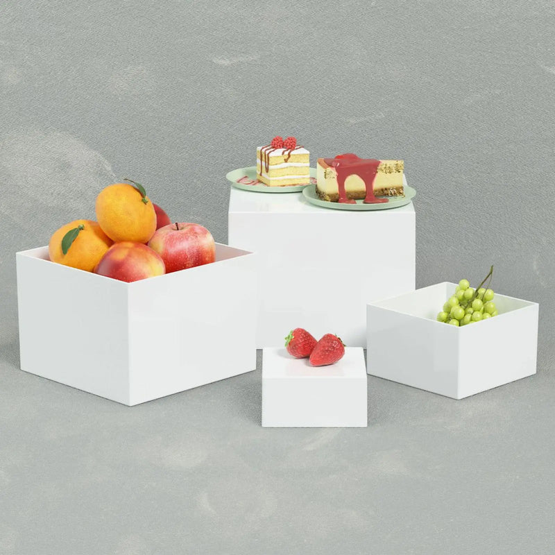 Présentoir Buffet Cubes Blancs Acryliques