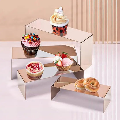 Lot 3 Présentoirs Cupcake Métal Doré Argenté Pro