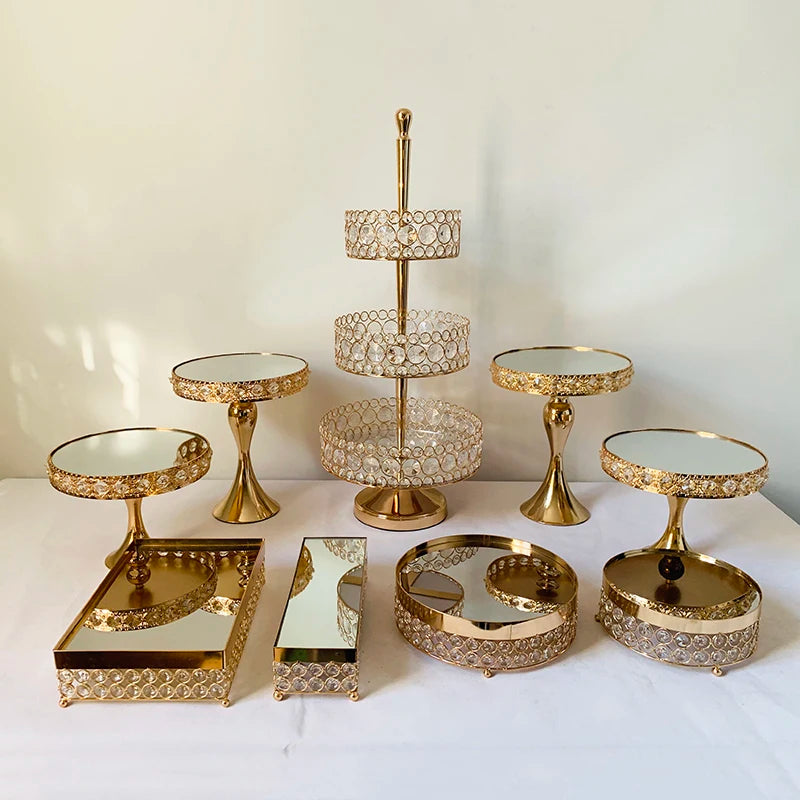 Présentoir Gâteaux Miroir Doré Mariage