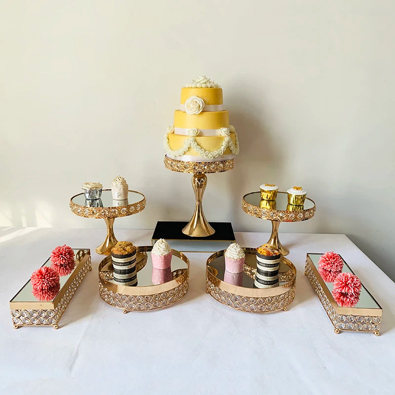 Présentoir Gâteaux Miroir Doré Mariage