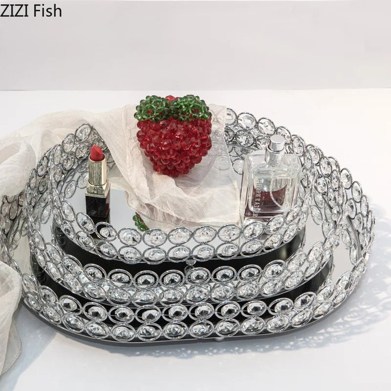Plateau Miroir Doré Cristal Mariage