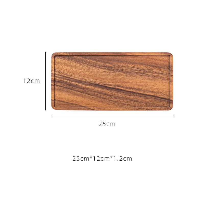 Bandeja de servir vintage de madera, plato rectangular para tetera, plato para fruta, pastel, aperitivos, té, bandeja de almacenamiento de alimentos para cocina, plato para el hogar