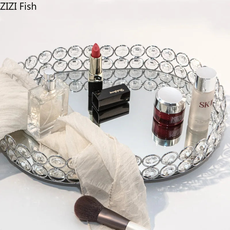 Plateau Miroir Doré Cristal Mariage
