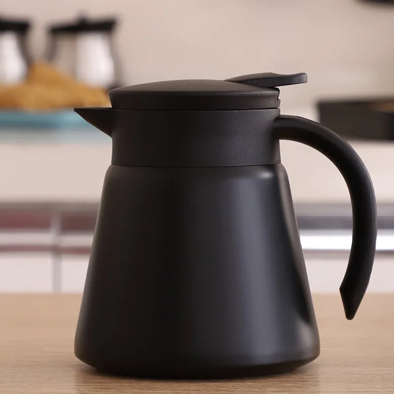 Jarra térmica para café y té - Acero inoxidable 304 de doble pared con aislamiento al vacío, asa de tacto frío, retención de calor y frío, 600 ml