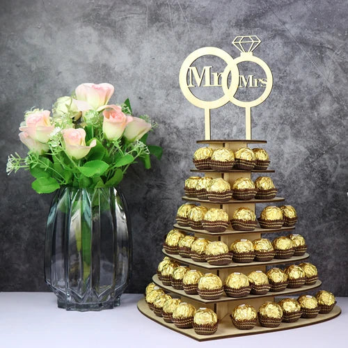 Présentoir Chocolat Bois Mariage Rustique Mr & Mrs