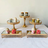 Présentoir Gâteaux Miroir Doré Mariage