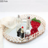 Plateau Miroir Doré Cristal Mariage