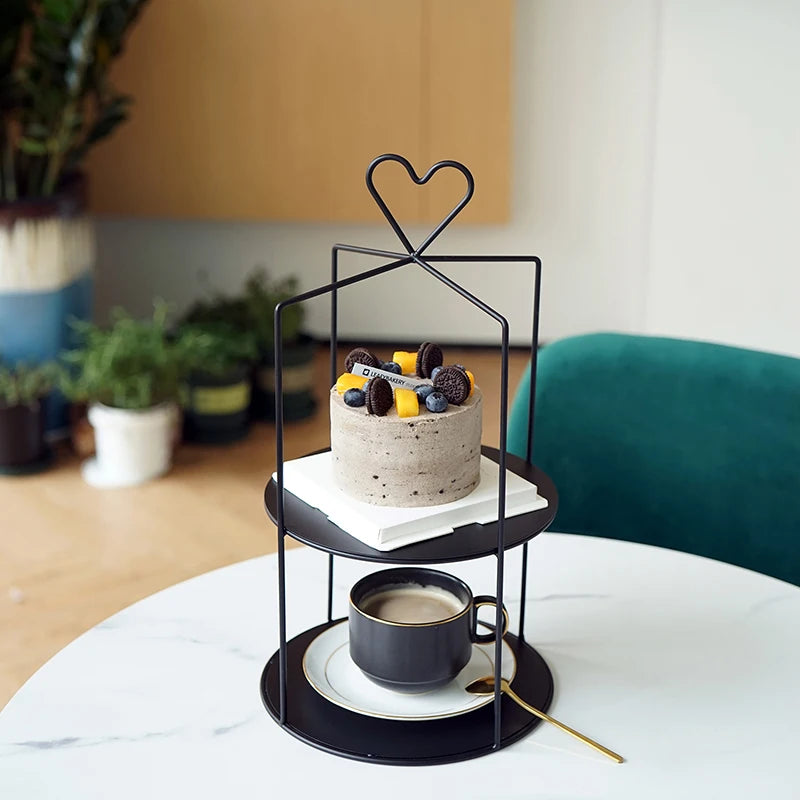 Soporte expositor para aperitivos de té de la tarde y platos de cena, accesorios para mesa de postres de boda, estante de almacenamiento de hierro para cosméticos