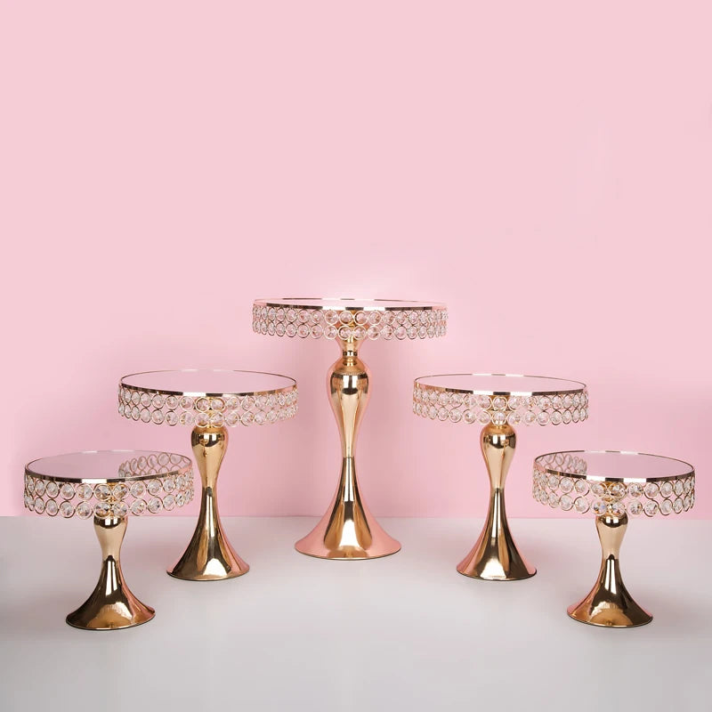Présentoir Gâteau Cristal Doré Mariage