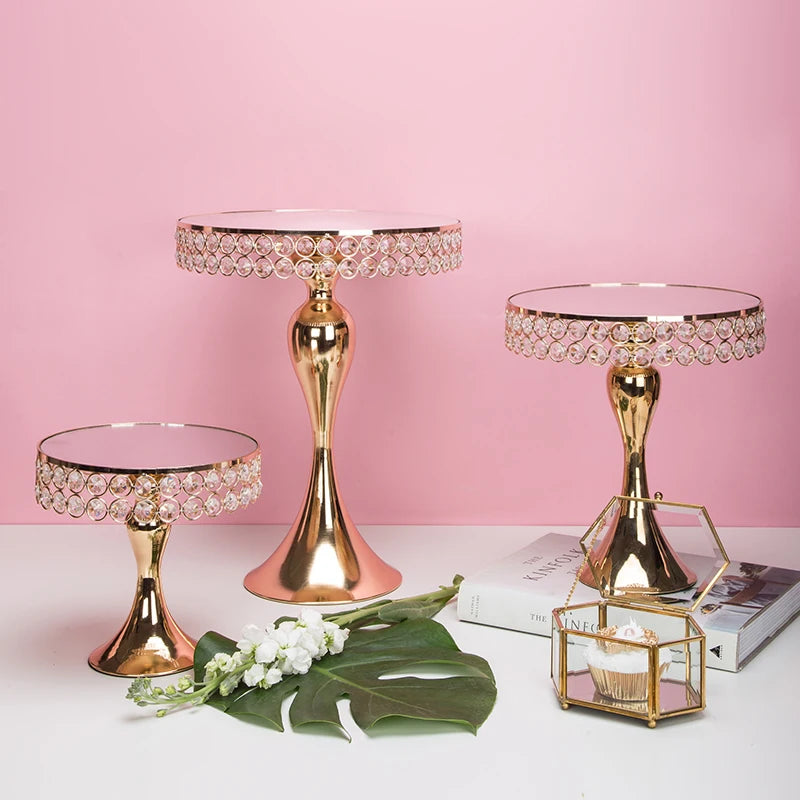 Présentoir Gâteau Cristal Doré Mariage