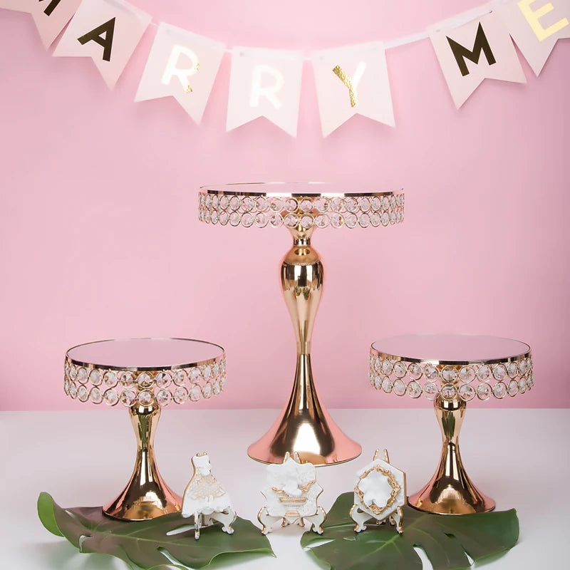 Présentoir Gâteau Cristal Doré Mariage