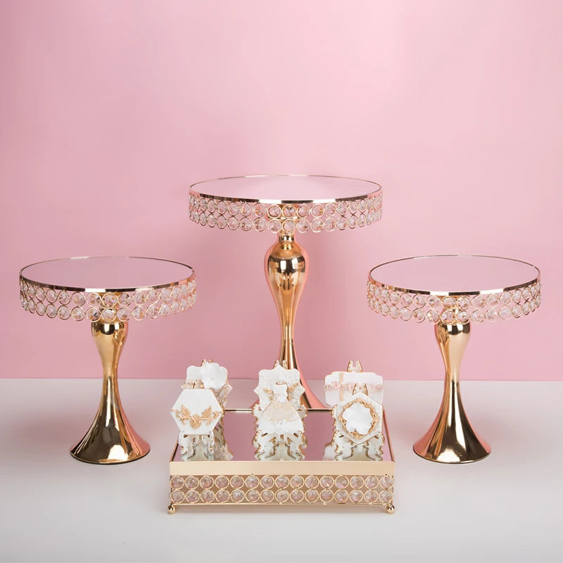 Présentoir Gâteau Cristal Doré Mariage