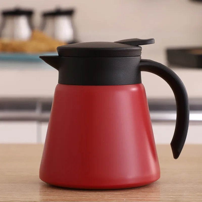 Jarra térmica para café y té - Acero inoxidable 304 de doble pared con aislamiento al vacío, asa de tacto frío, retención de calor y frío, 600 ml