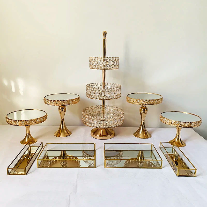 Présentoir Gâteaux Miroir Doré Mariage