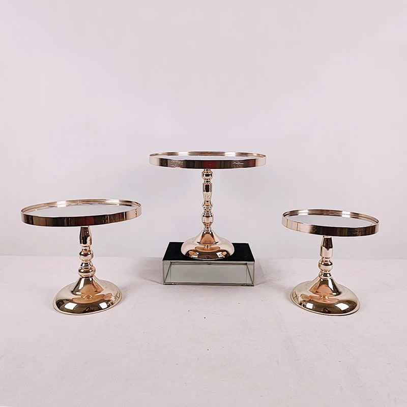 Présentoir Gâteau Miroir Doré Réception