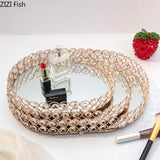 Plateau Miroir Doré Cristal Mariage