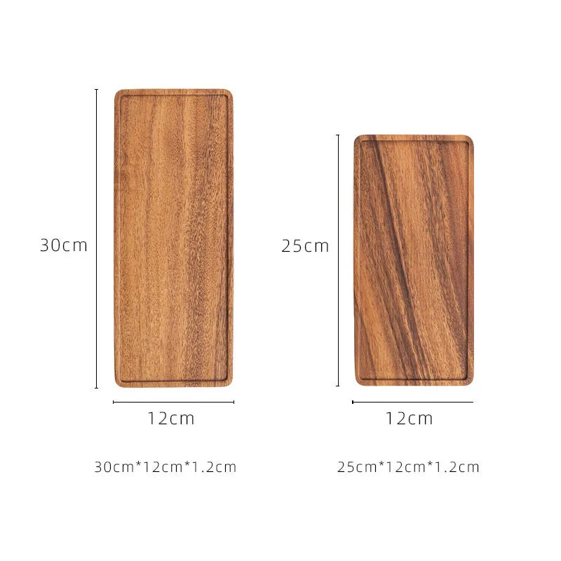 Bandeja de servir vintage de madera, plato rectangular para tetera, plato para fruta, pastel, aperitivos, té, bandeja de almacenamiento de alimentos para cocina, plato para el hogar