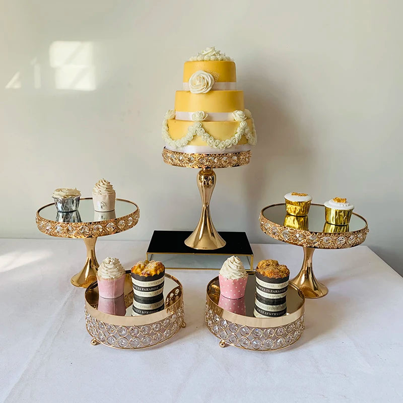 Présentoir Gâteaux Miroir Doré Mariage
