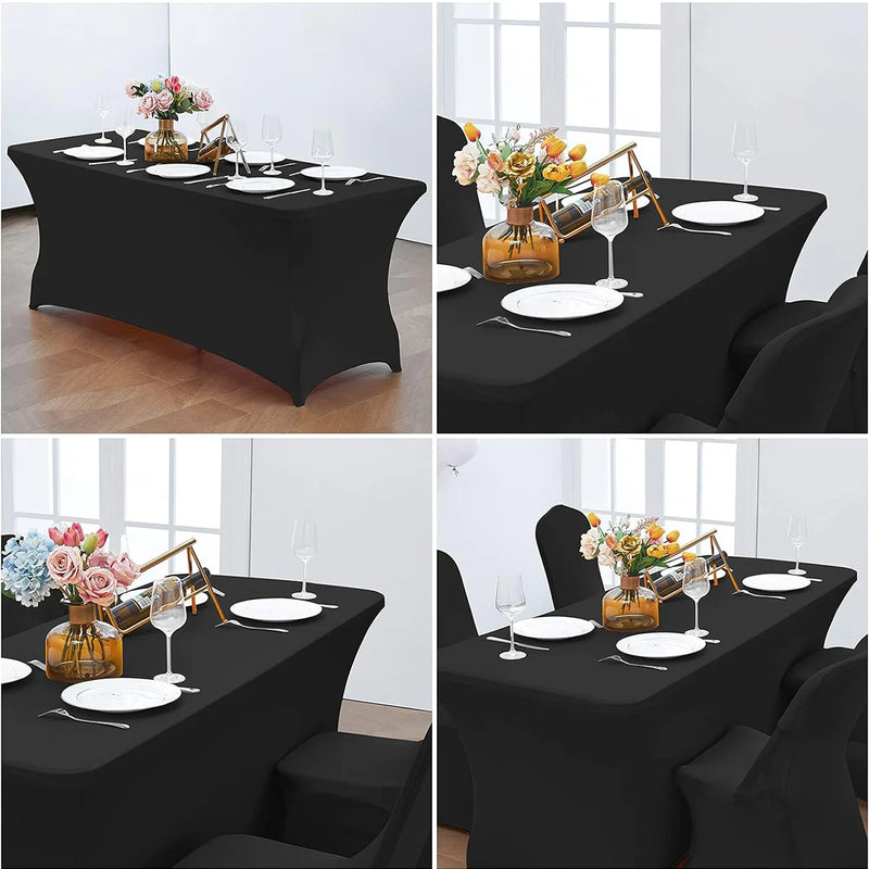 Mantel de licra ajustado, lavable y resistente a las arrugas, funda elástica rectangular para mesas de patio, ideal para eventos, bodas y fiestas