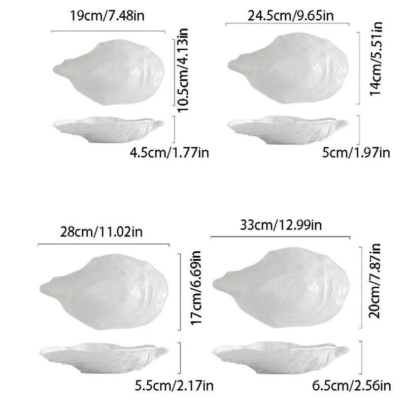 Plato de cerámica para sashimi, vajilla con forma de concha de ostra, plato de almacenamiento creativo, plato de ensalada multifuncional reutilizable para frutas