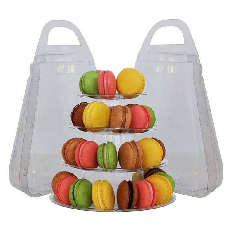 Expositor de 4 niveles para cupcakes, soporte portátil para torre de macarons, base para tartas, decoración para fiestas de cumpleaños y bodas