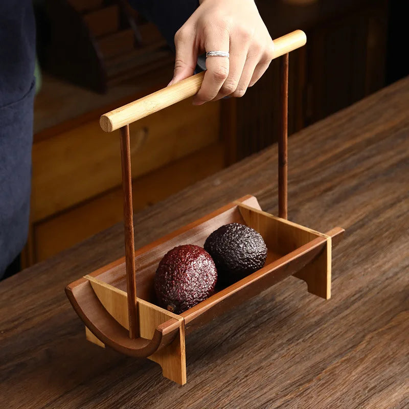 Corbeille Bambou Présentoir Buffet Portable