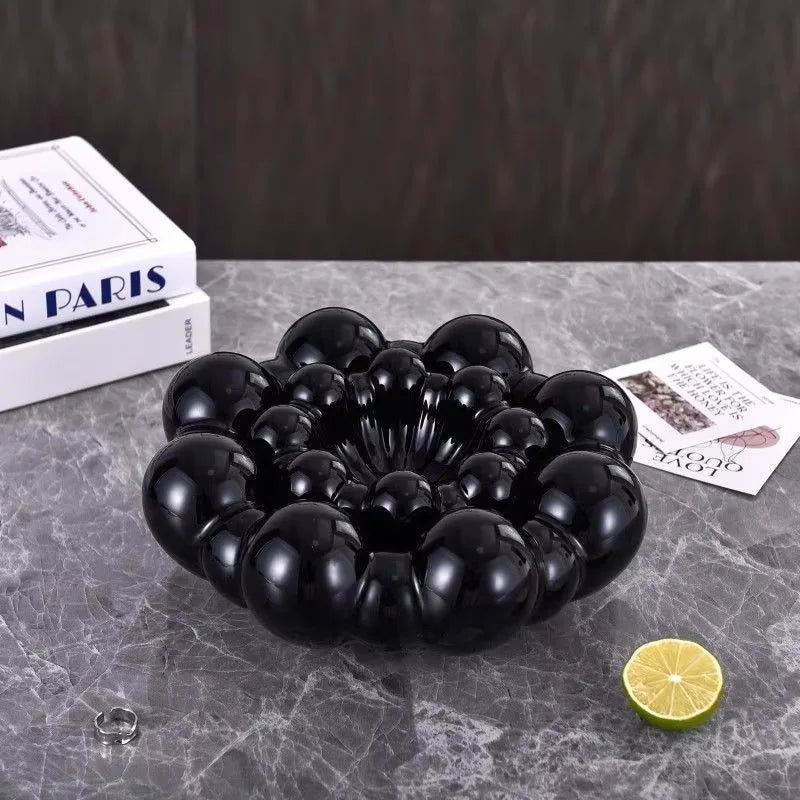 Frutero de cerámica, arte abstracto, caja de almacenamiento para dulces, snacks y frutos secos, bandeja organizadora de joyas y cosméticos para dormitorio, hermoso adorno de interior