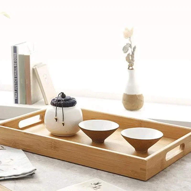 Bandeja de madera de bambú para pan, aperitivos, té estilo Kung Fu, platos para vasos de agua, vajilla de hotel, suministros de cocina para el hogar