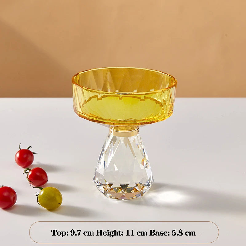 Plato de fruta de cristal transparente, bandeja con pedestal de lujo ligero para aperitivos y postres, bandeja de almacenamiento para entrada, plato decorativo para el hogar