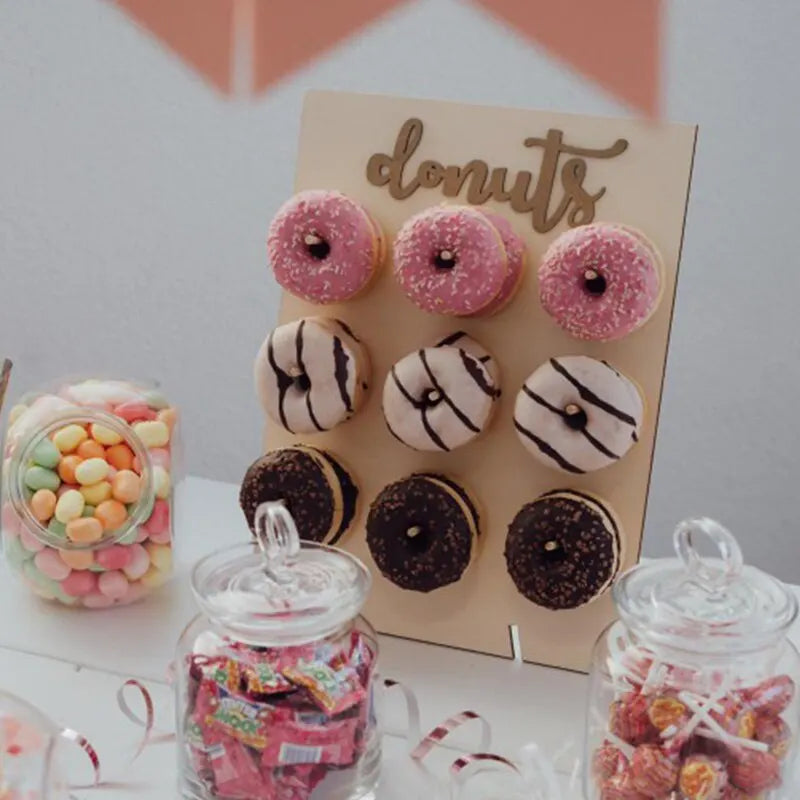Présentoir Mural Donuts Mariage Rustique