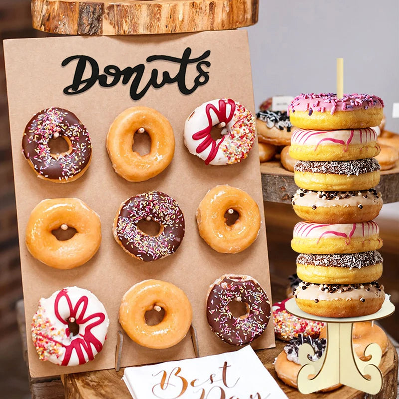 Panneau Bois Présentoir Donuts Mariage