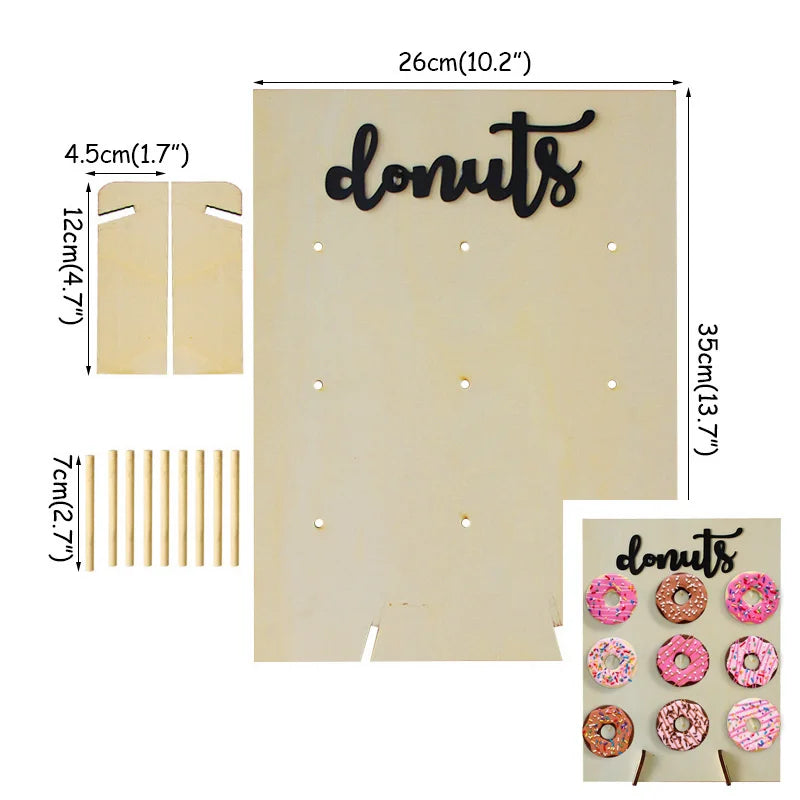 Mur de Donuts Rustique en Bois