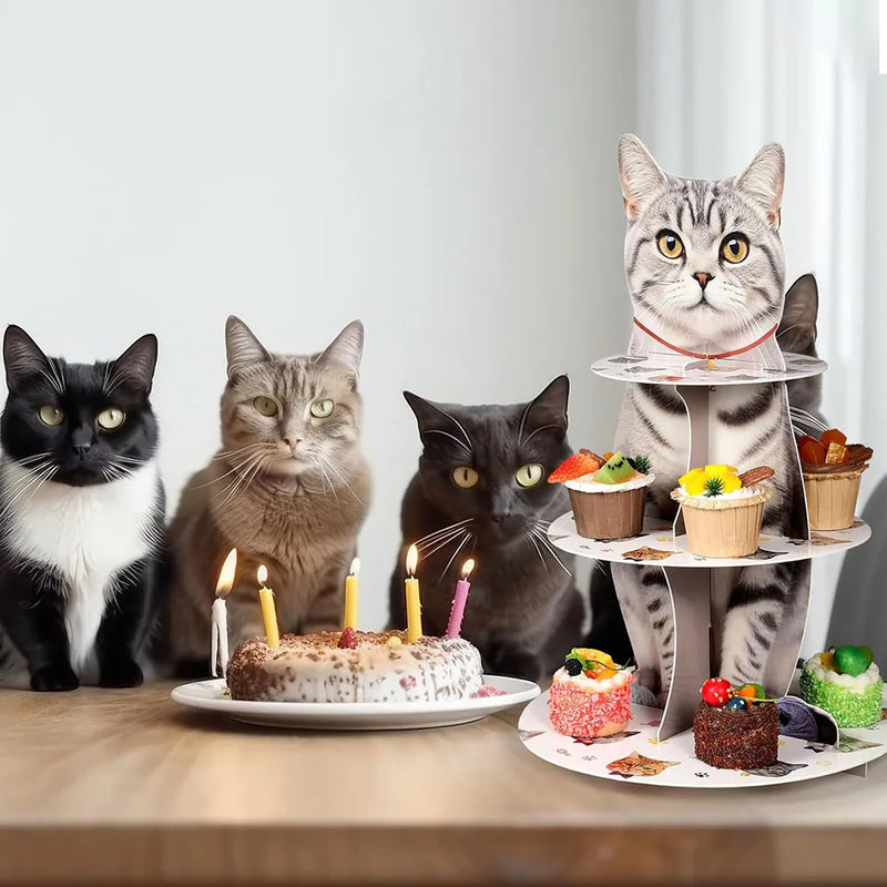 Présentoir Cupcakes Carton Chat Fête