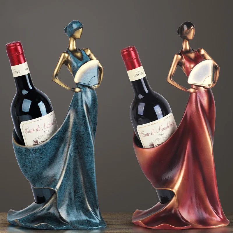 Botellero expositor de vino, estante de vino de belleza, adorno para mueble de vino en salón, estudio o cocina, decoración de resina.