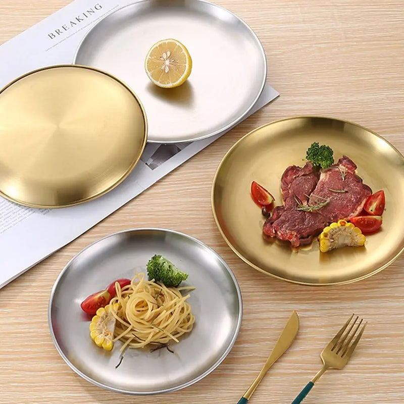 Assiette Inox Présentation Buffet Traiteur