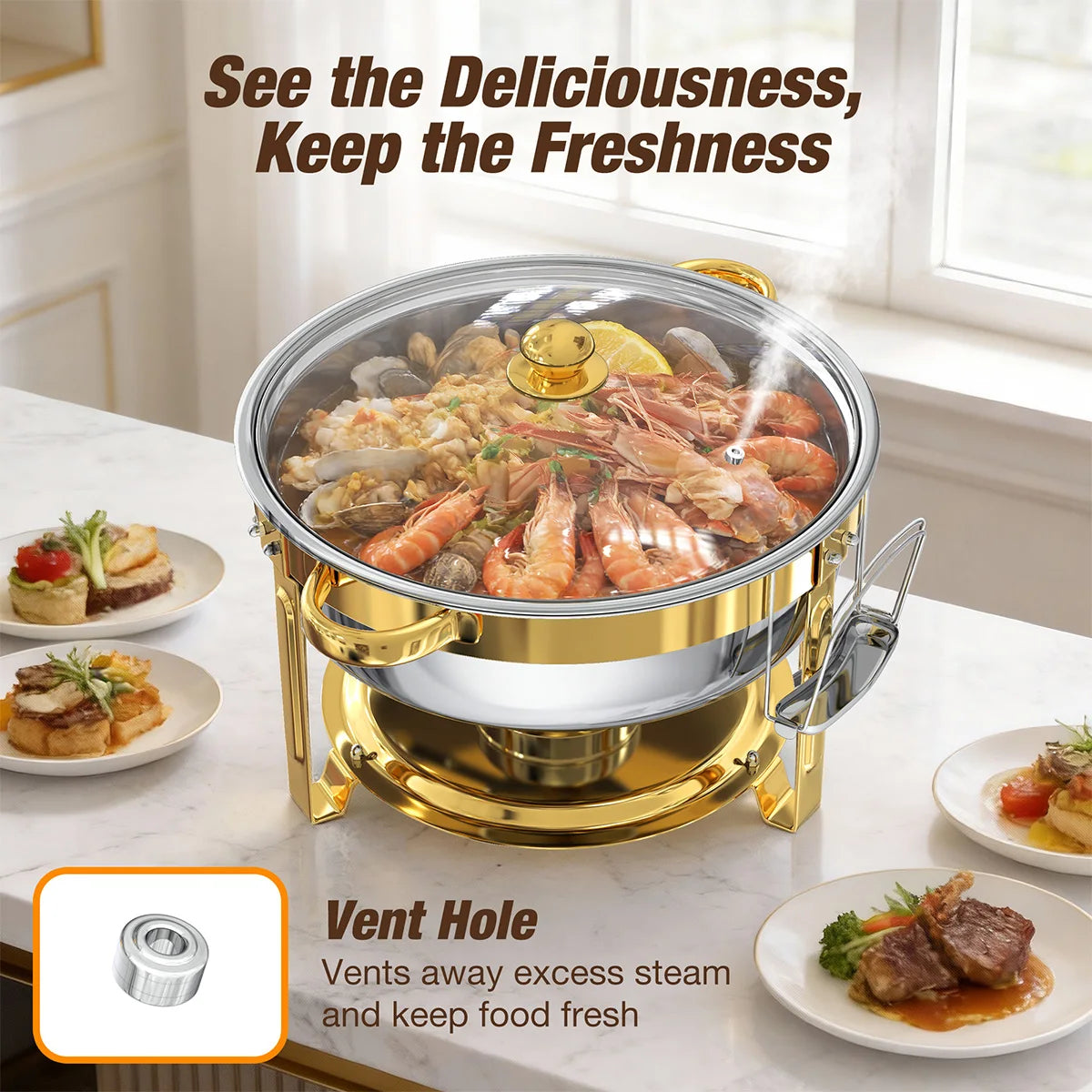 Chauffe-Plat Inox 6.5QT Buffet Traiteur Événement