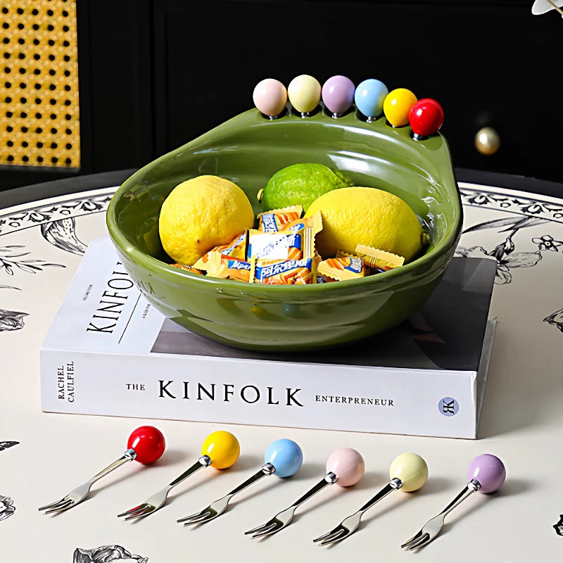 1 ud. Frutero de cerámica para mesa de salón, adorno decorativo, bandeja para aperitivos de alta gama, cesta de almacenamiento para el hogar, artículos para el hogar