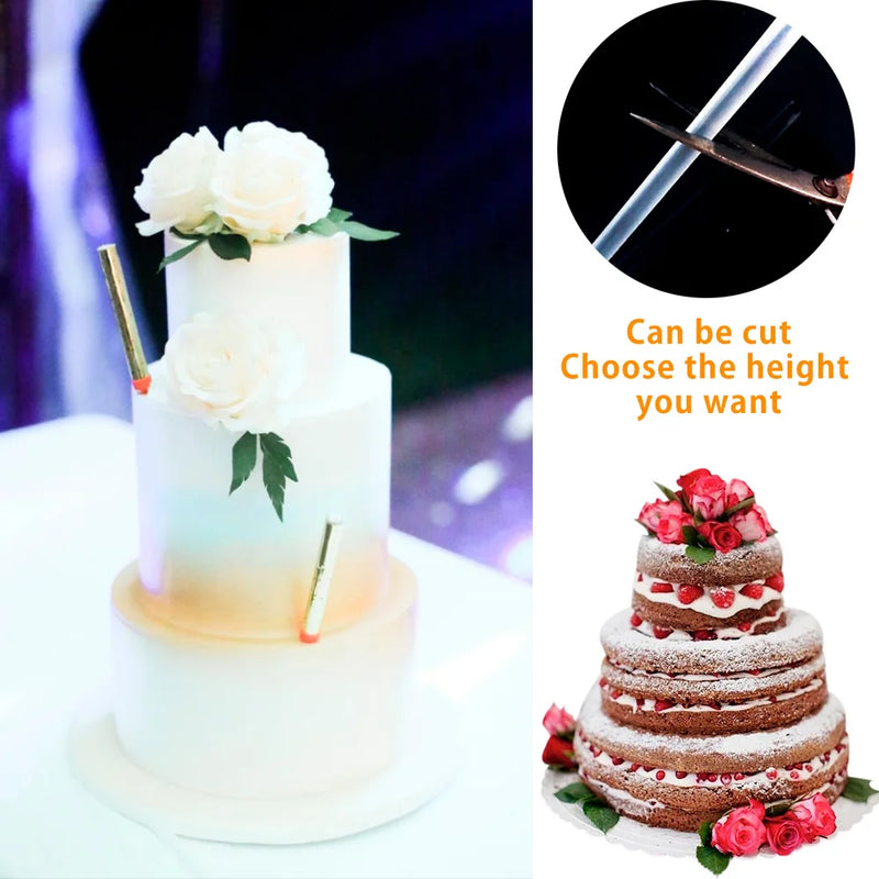 Soporte para pasteles, torre de postres de varios niveles, bases reutilizables para pasteles con 12 pilares de plástico, decoración de soporte para pasteles de cumpleaños