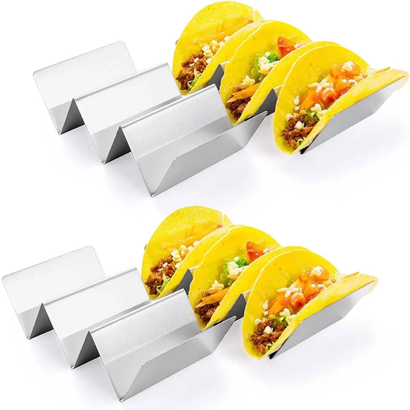 Soporte para tacos de acero inoxidable, bandeja para tacos apta para horno, lavavajillas y parrilla, utensilios de cocina para mesa de comedor