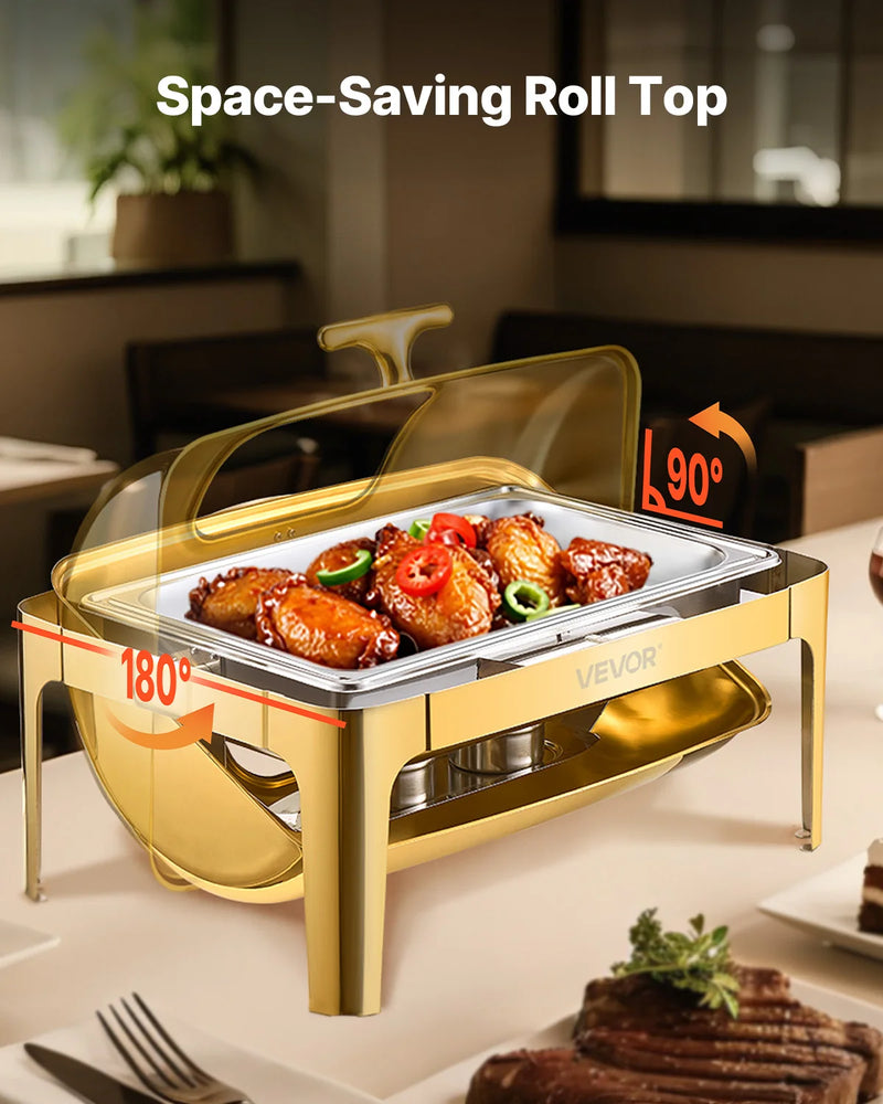 Chauffe-Plat Roll Top 9 QT Rectangulaire à Hublot