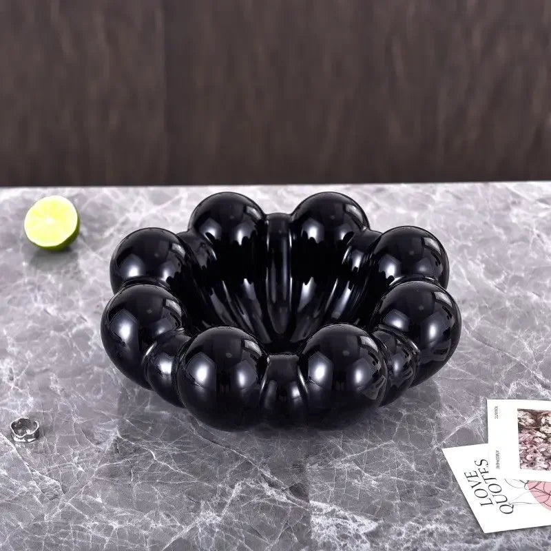 Frutero de cerámica, arte abstracto, caja de almacenamiento para dulces, snacks y frutos secos, bandeja organizadora de joyas y cosméticos para dormitorio, hermoso adorno de interior