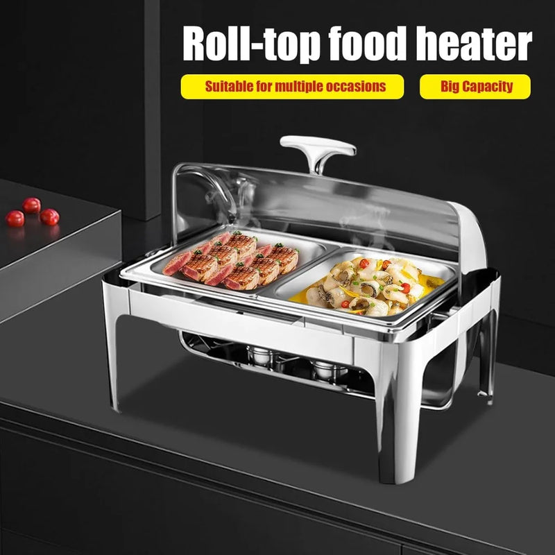 Chauffe-Plat Roll Top Inox Grande Capacité Buffet