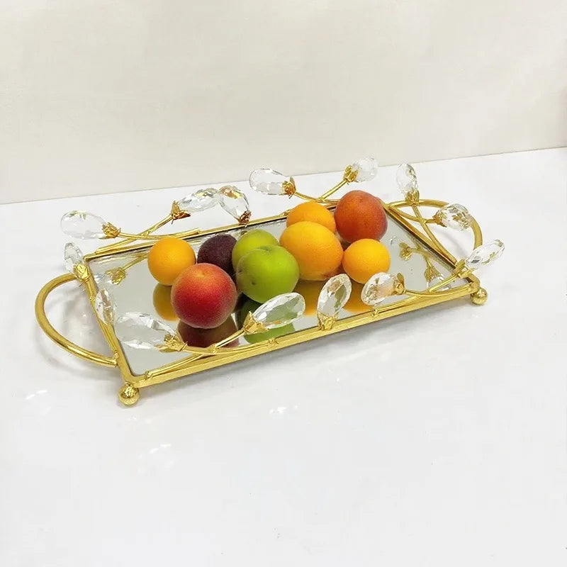 Plateau Miroir Doré Art Déco