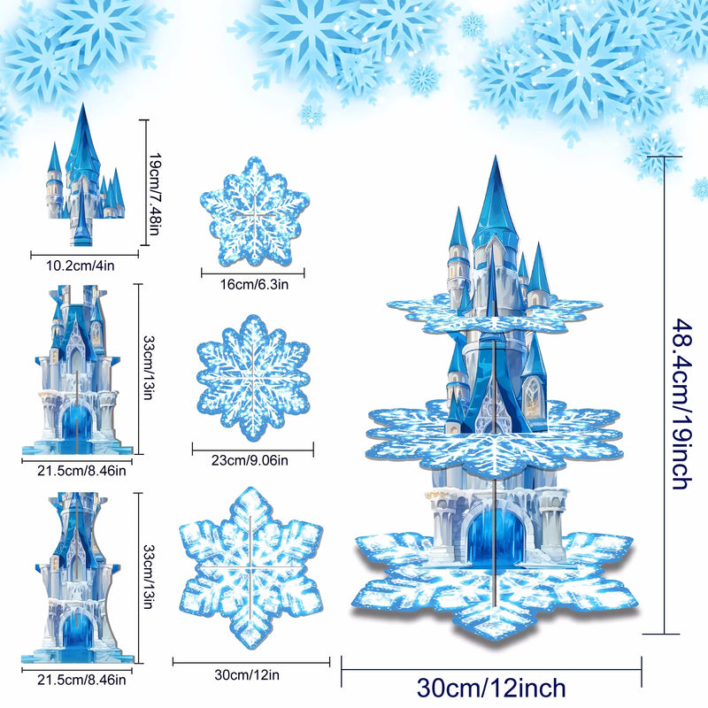 Présentoir Gâteaux Château Flocons 3 Étages